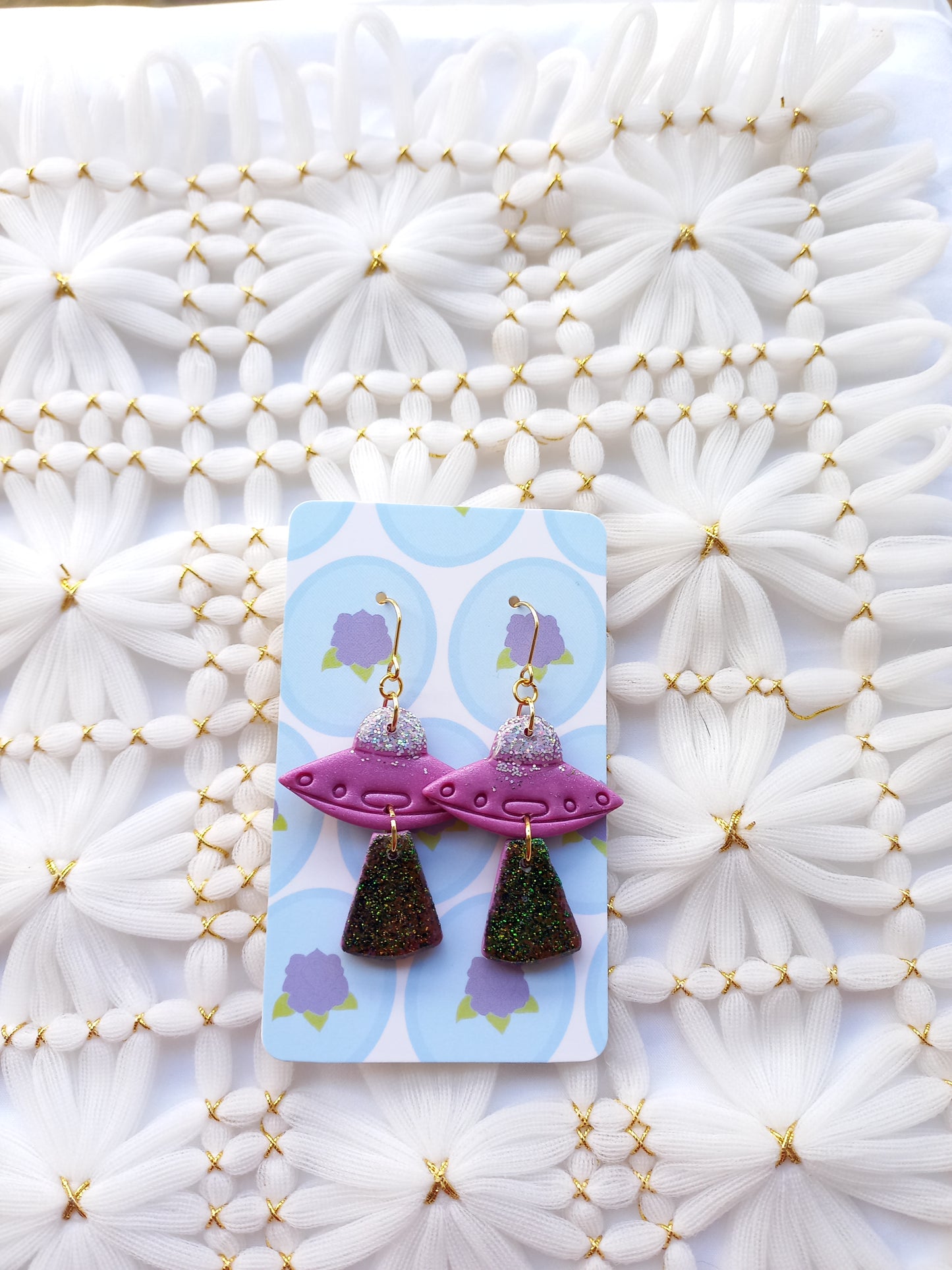 Purple & Green UFO Earrings | Fantasy