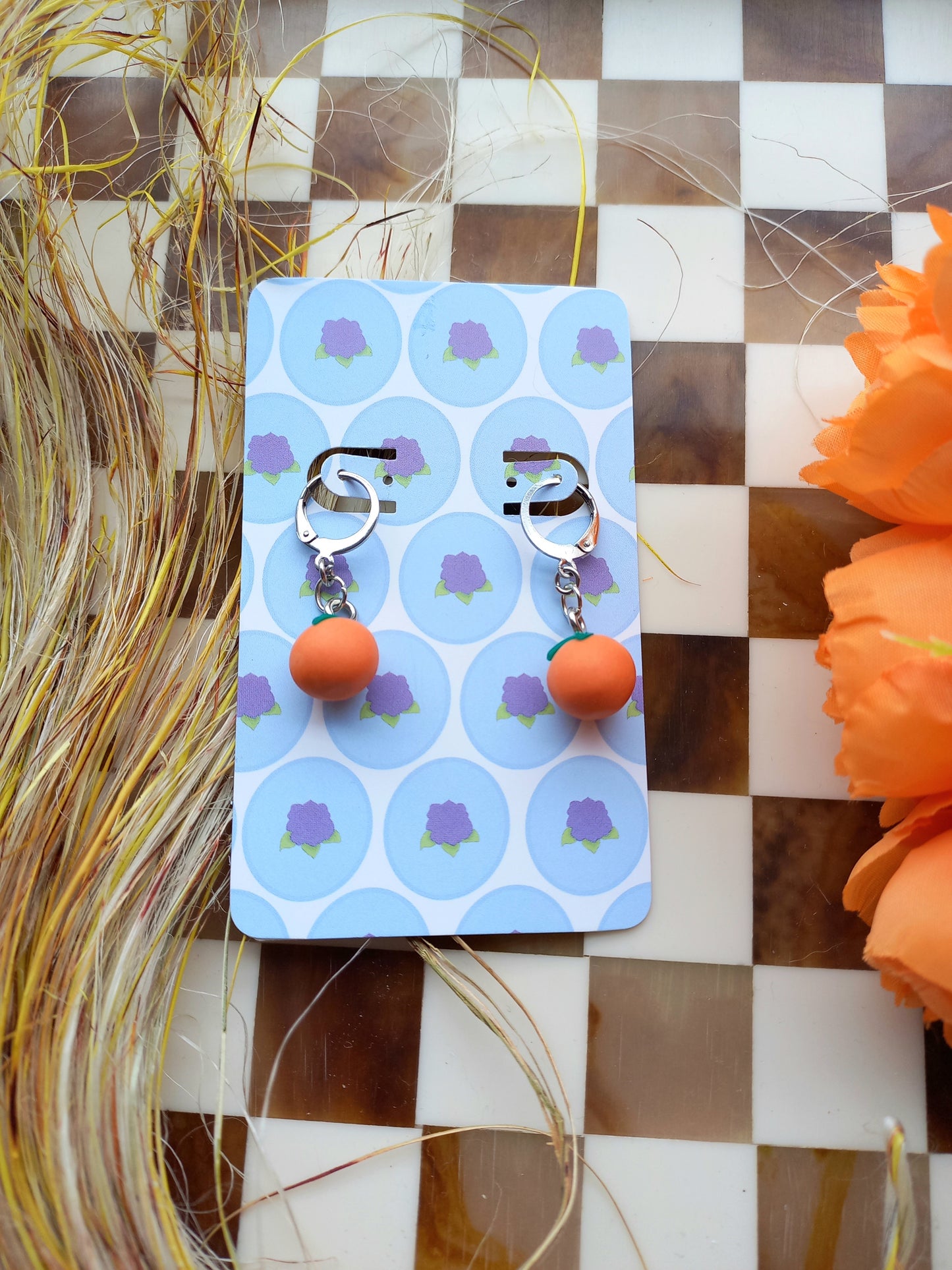 Orange Huggie Earrings