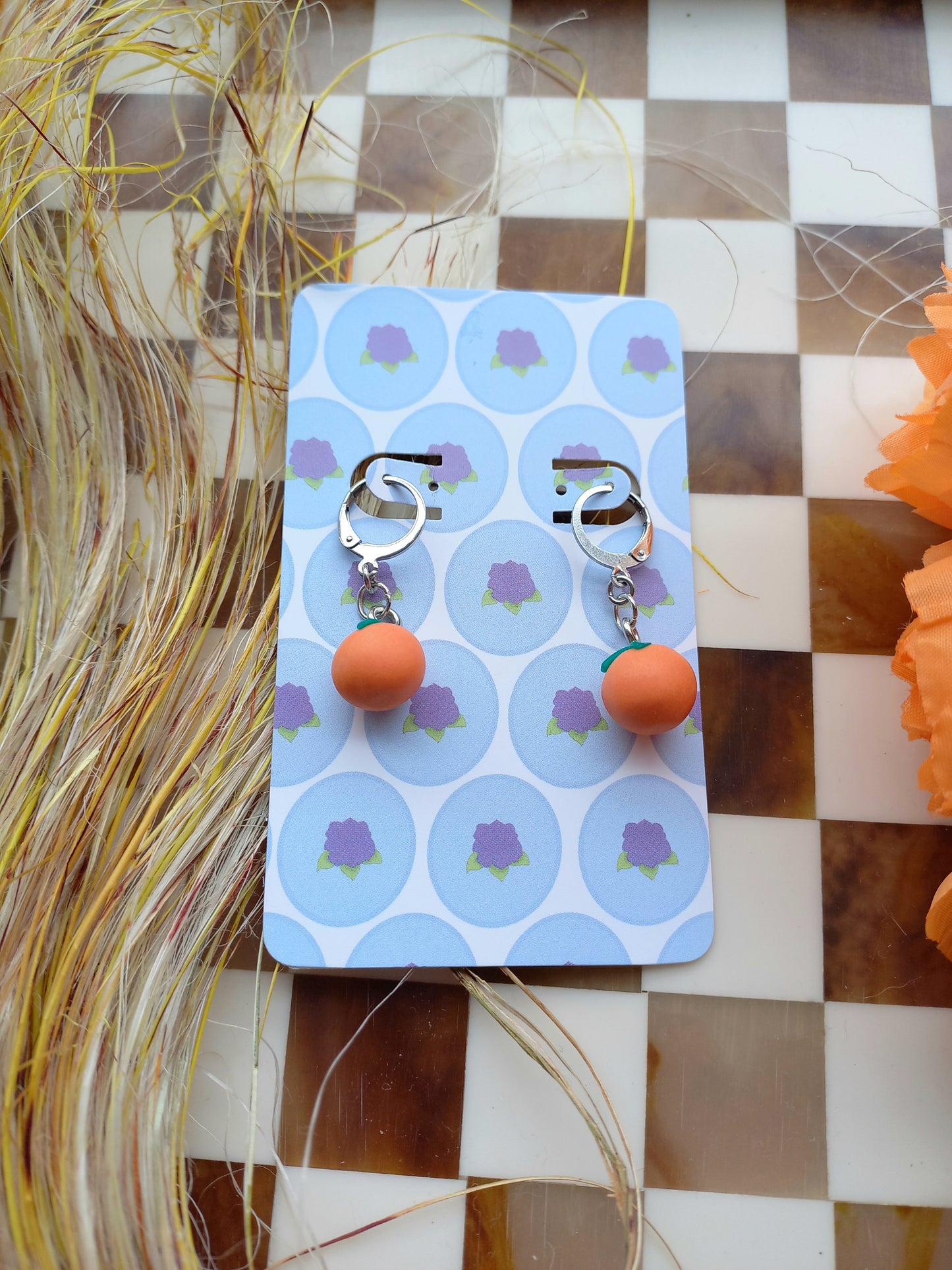 Orange Huggie Earrings