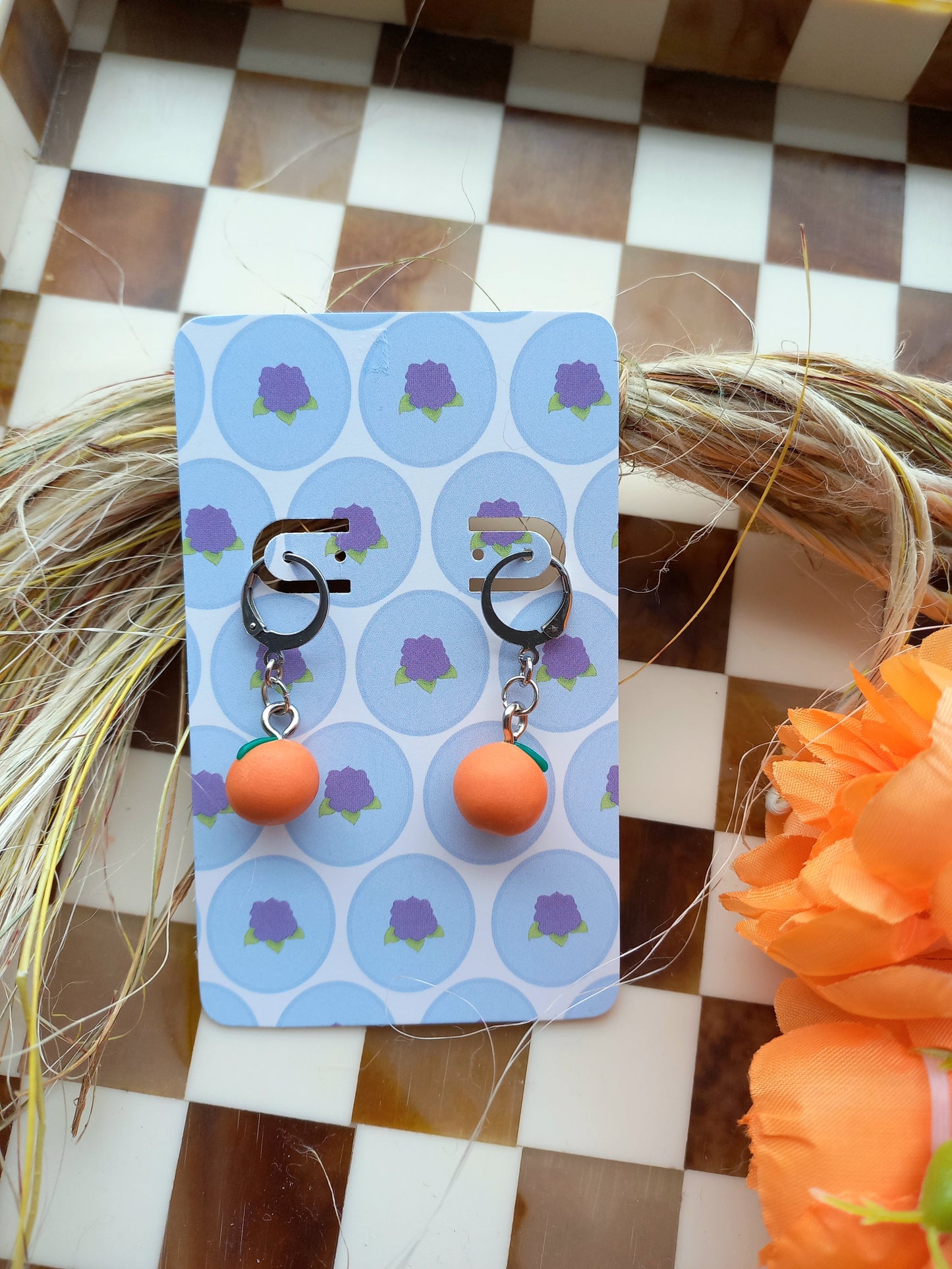 Orange Huggie Earrings