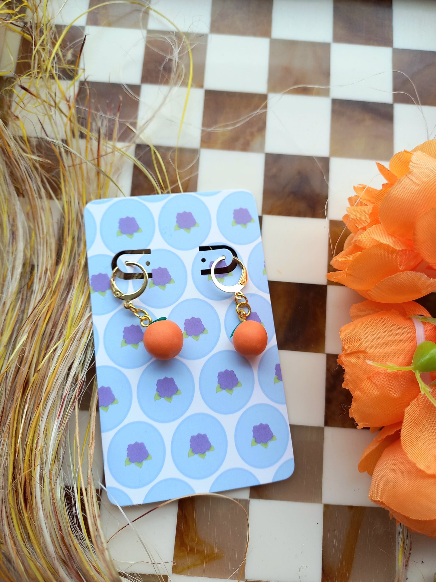 Orange Huggie Earrings