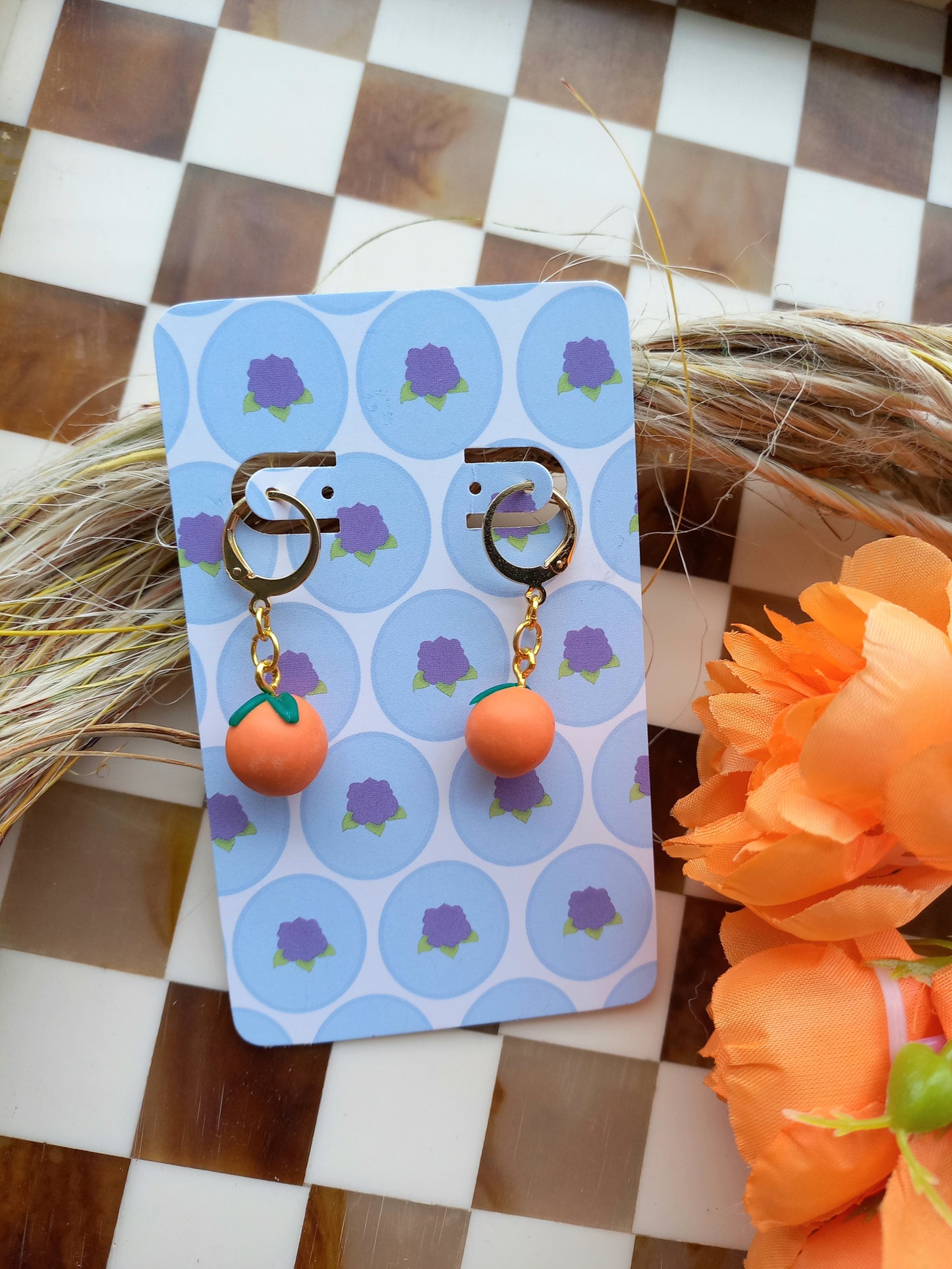 Orange Huggie Earrings