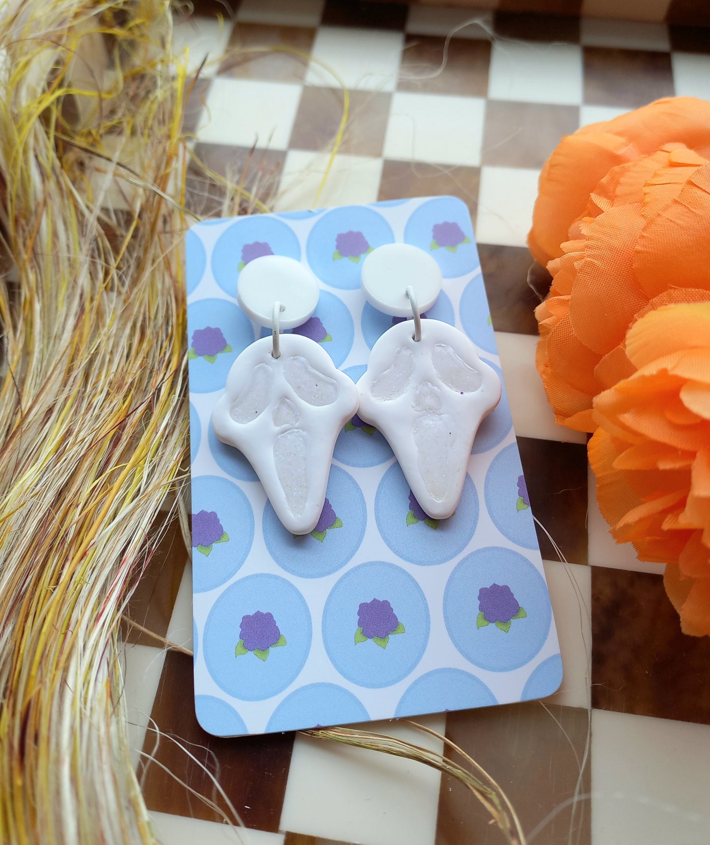 Ghost Face Inspired Earrings