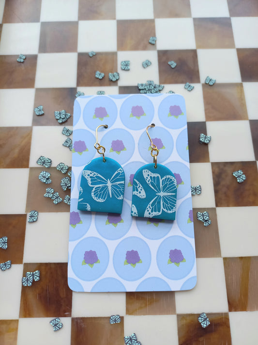 Teal Butterfly Print Earrings