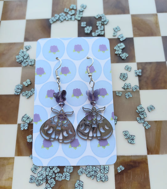 Silver Celestial Moth Earrings