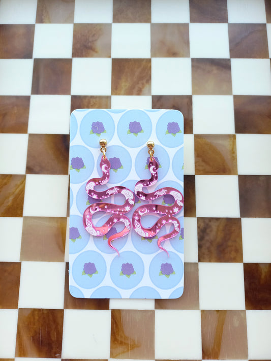 Pink Snake Earrings