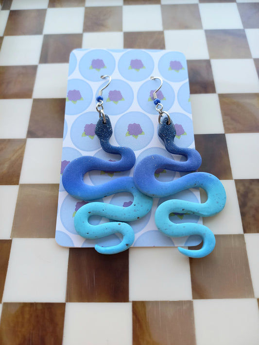 Blue Snake Earrings