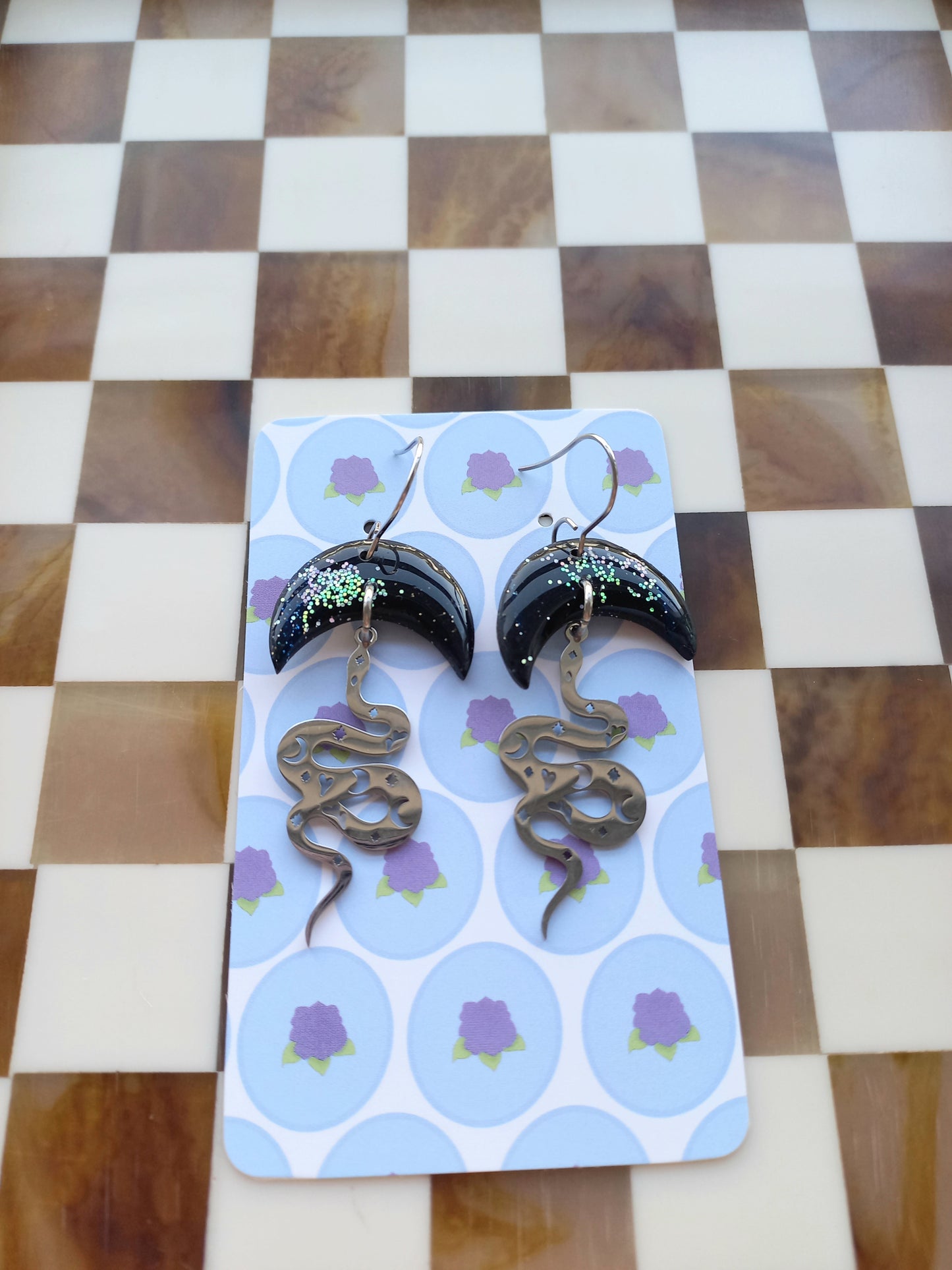 Moonlit Snake Earrings