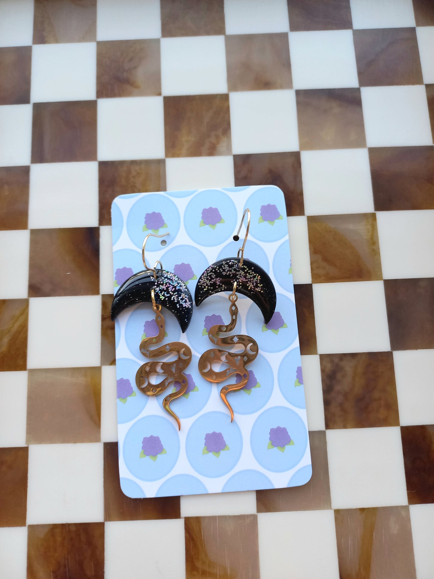 Moonlit Snake Earrings
