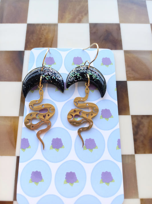 Moonlit Snake Earrings