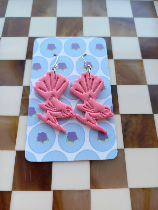 Pink Dancing Pīwakawaka Earrings
