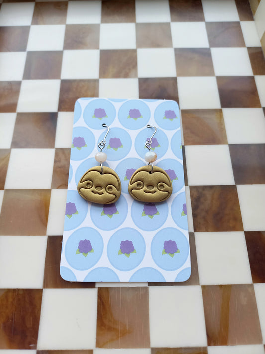 Golden Lazy Sloth Earrings