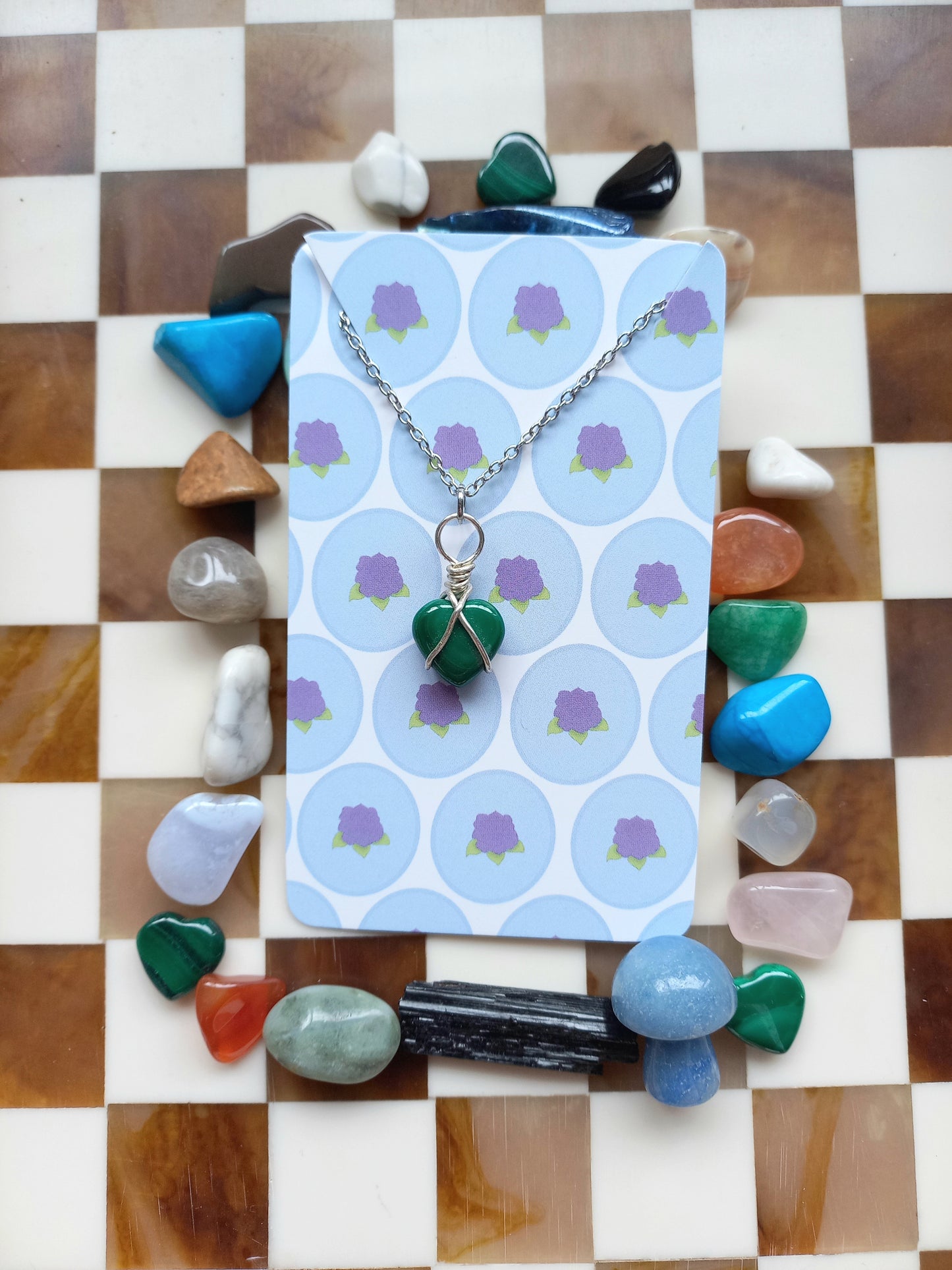 💚 Wire-Wrapped Malachite Heart Necklaces ✨