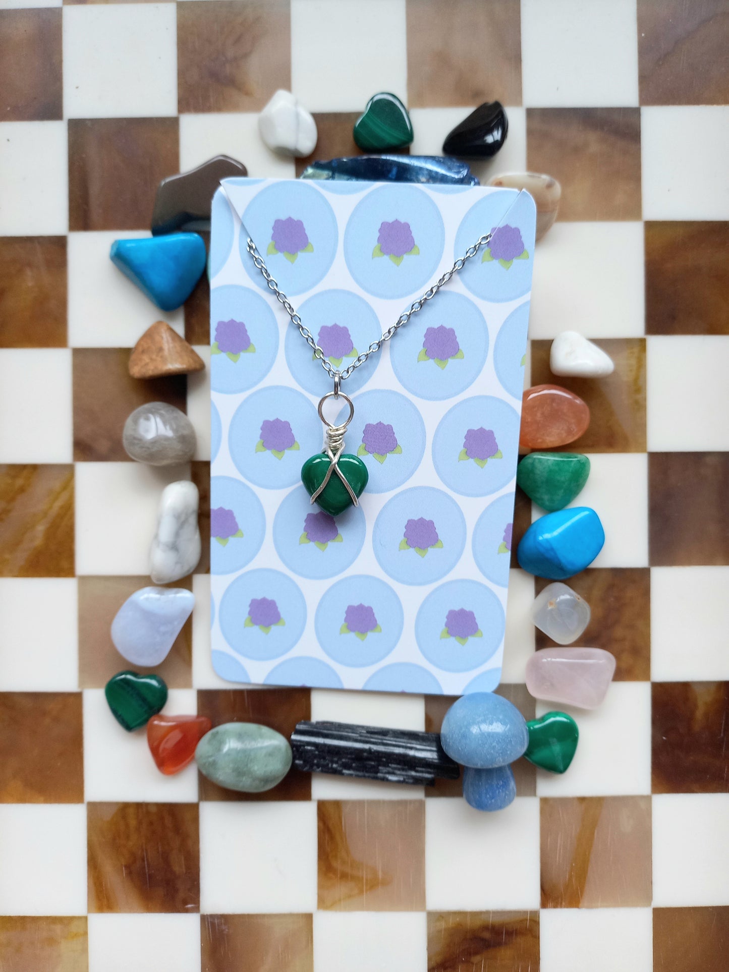 💚 Wire-Wrapped Malachite Heart Necklaces ✨