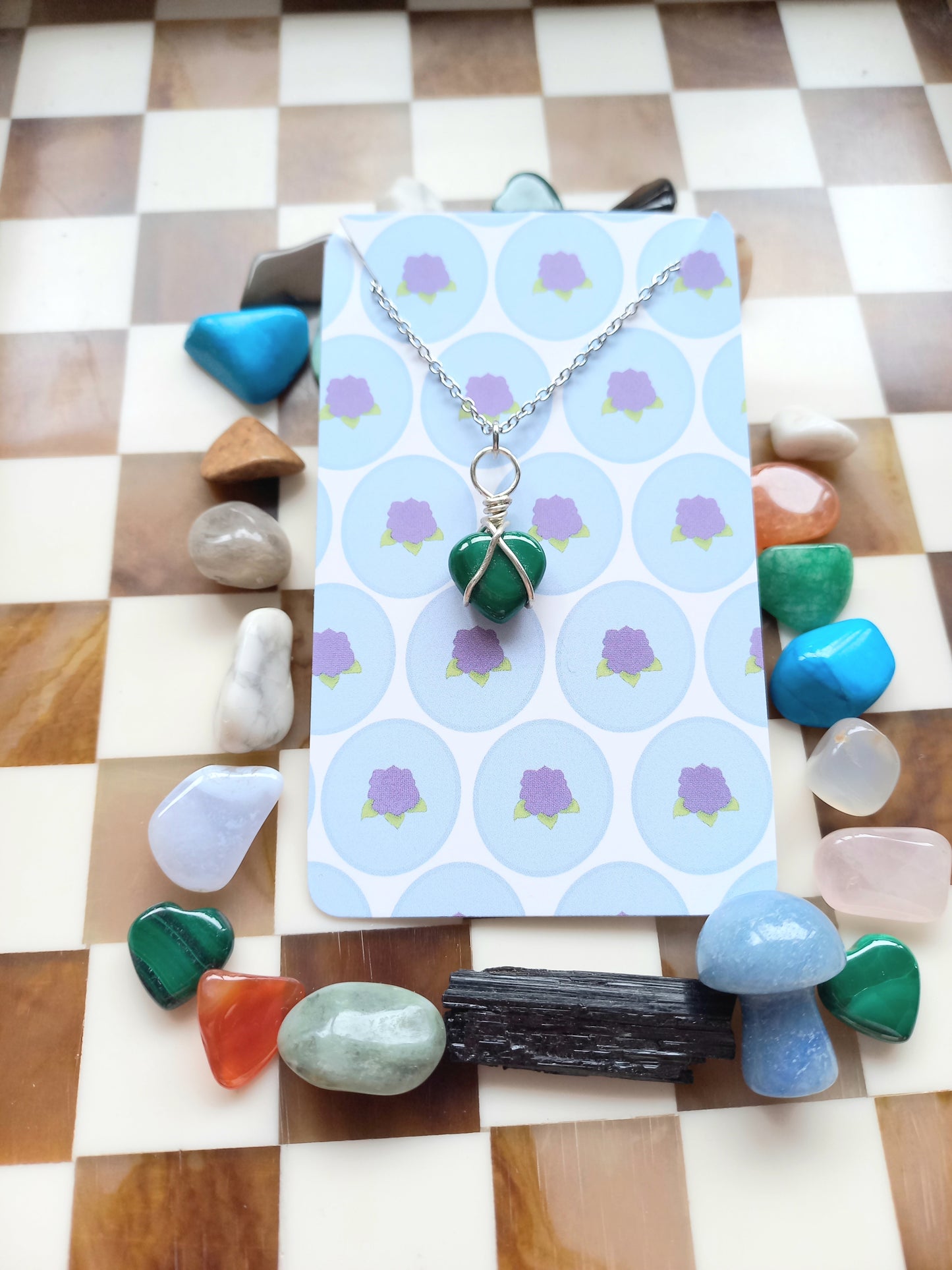 💚 Wire-Wrapped Malachite Heart Necklaces ✨