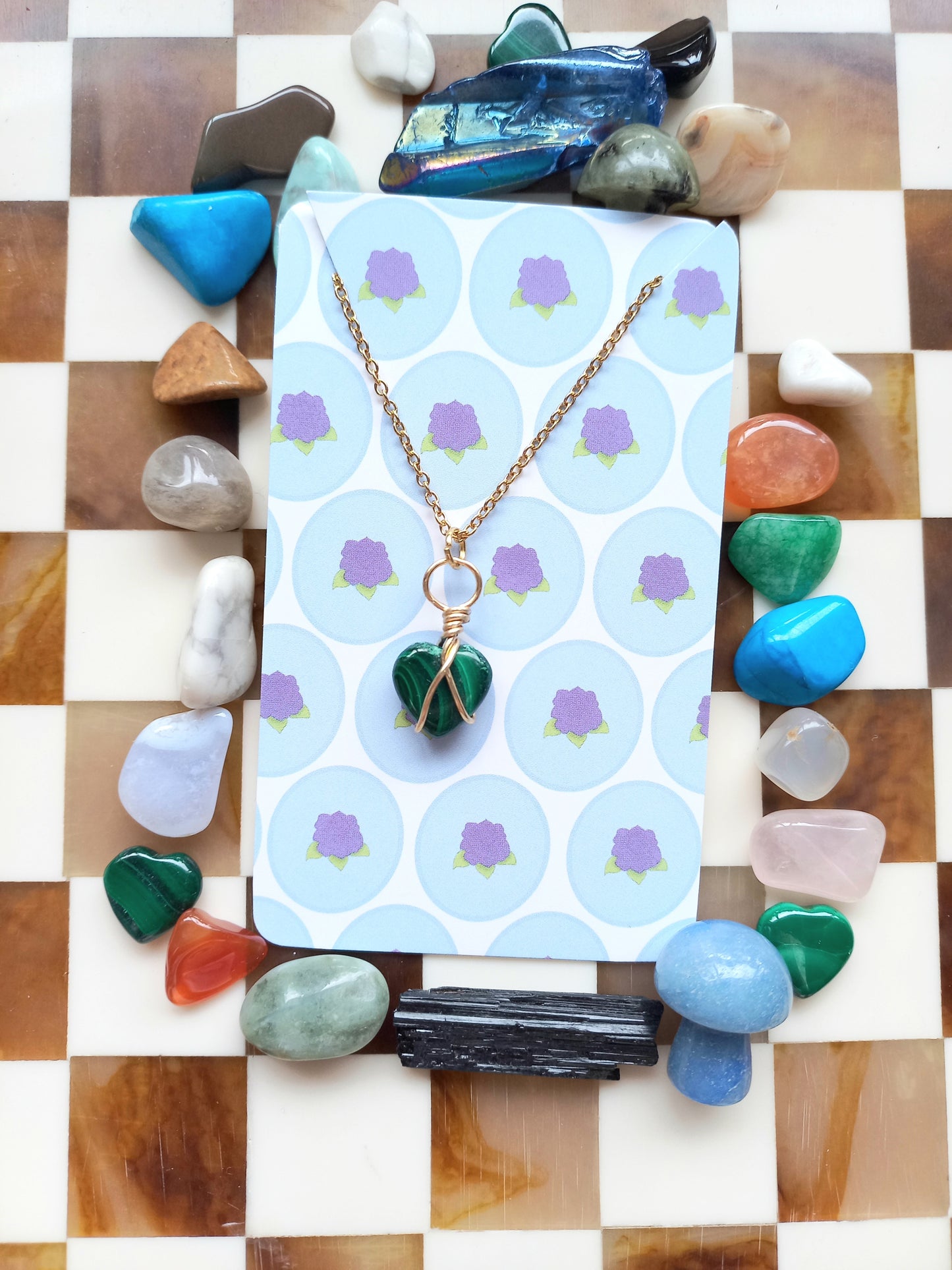 💚 Wire-Wrapped Malachite Heart Necklaces ✨