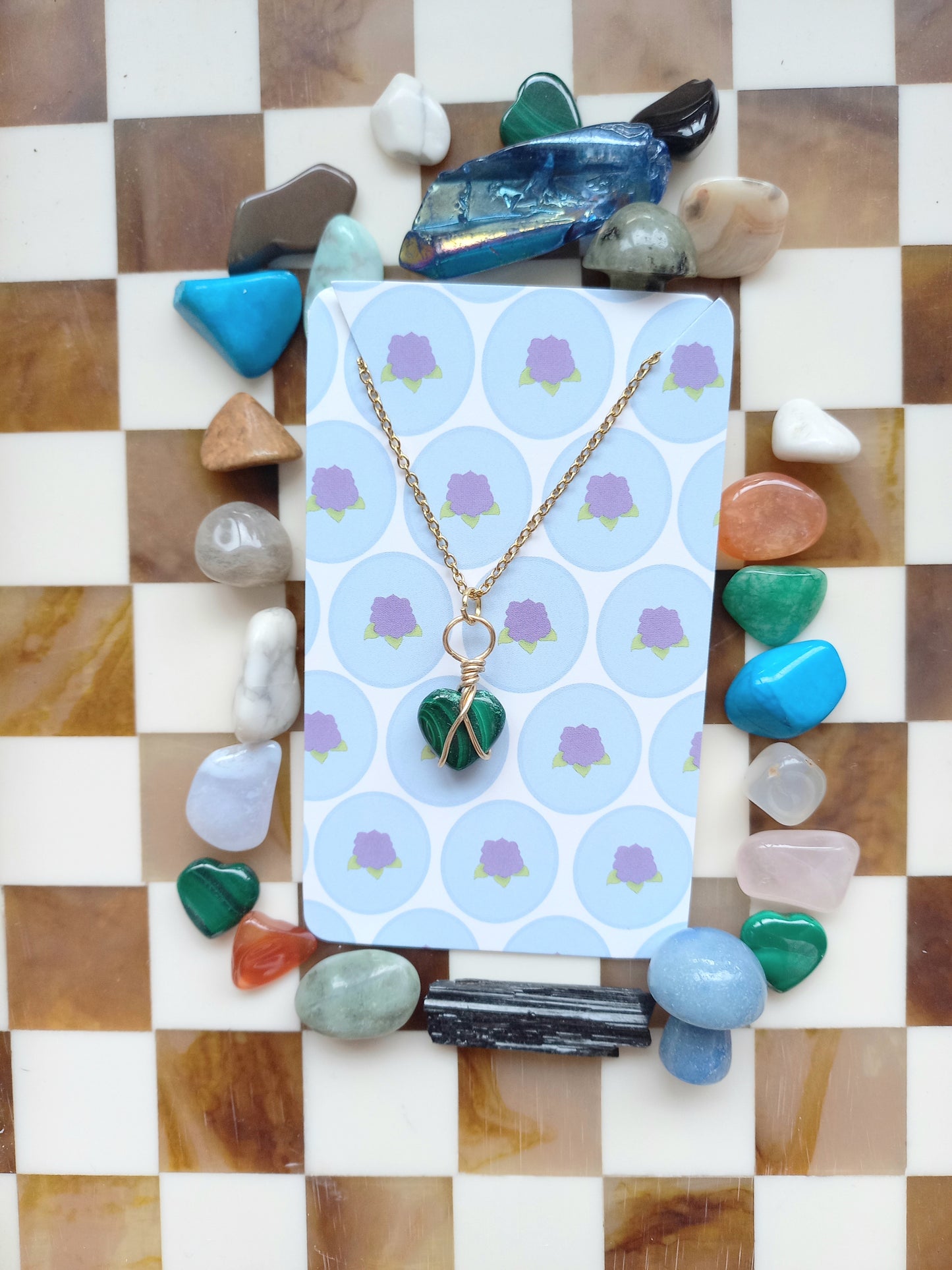 💚 Wire-Wrapped Malachite Heart Necklaces ✨