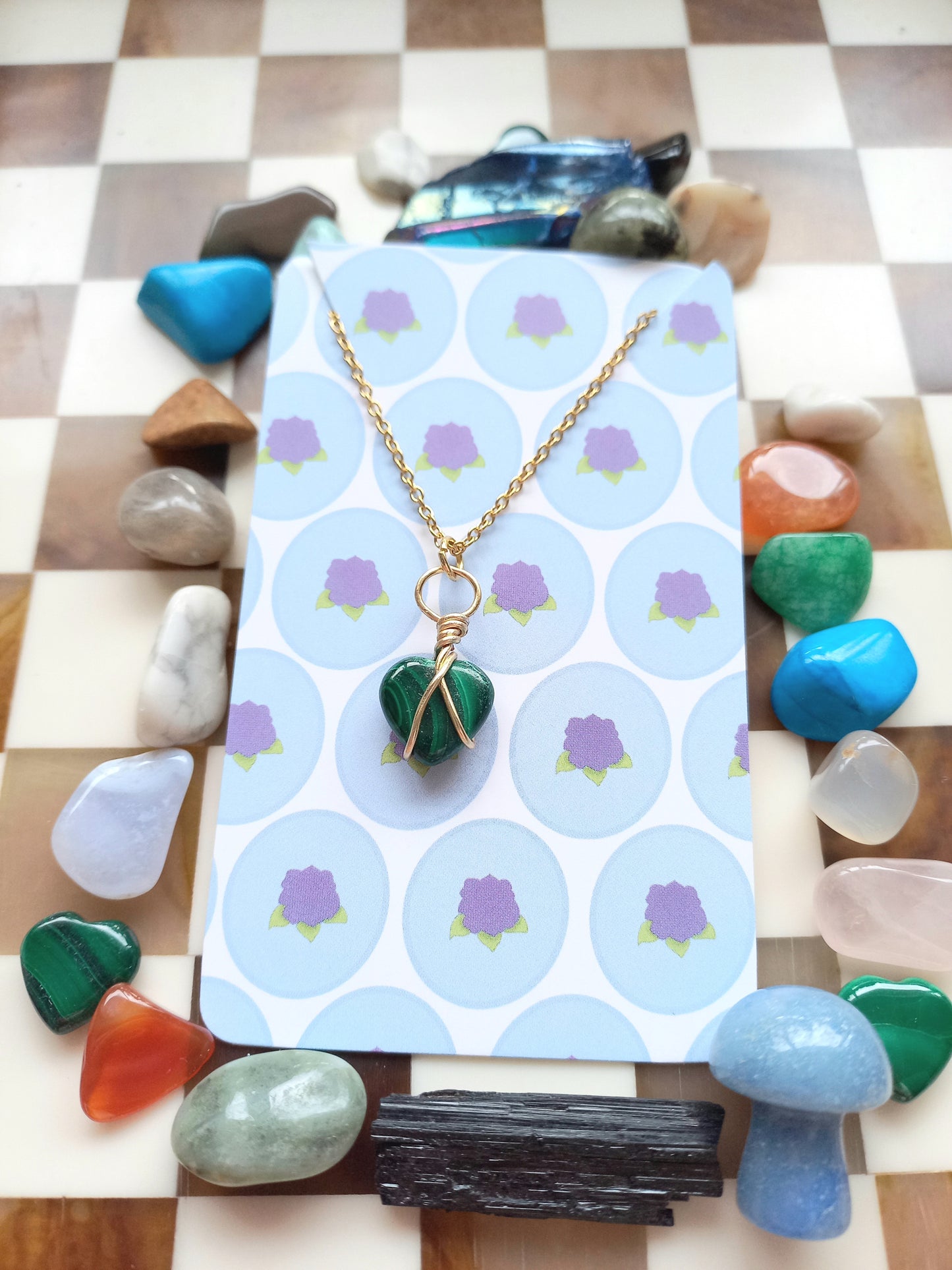 💚 Wire-Wrapped Malachite Heart Necklaces ✨