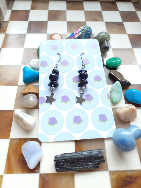 ✨ Blue Goldstone Star Earrings ⭐