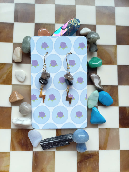 ✨ Smokey Quartz Lightning Bolt Earrings ⚡
