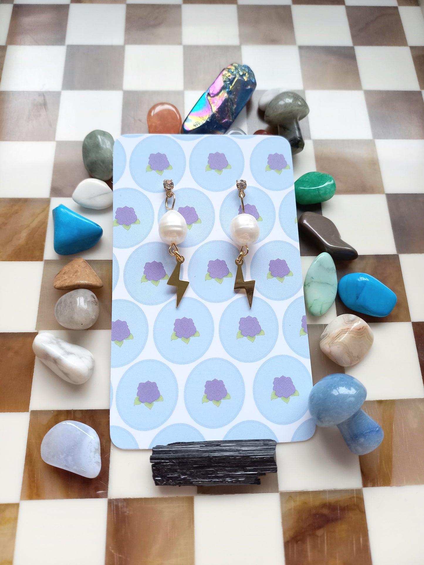 ⚡ Freshwater Pearl Lightning Bolt Earrings 🤍