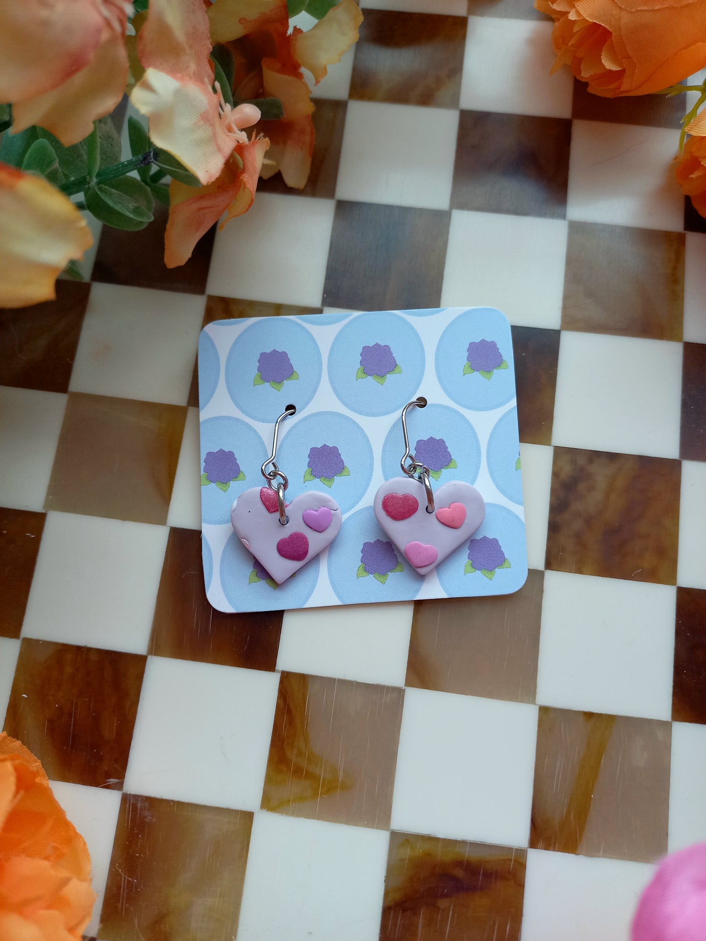 Lilac Heart Earrings