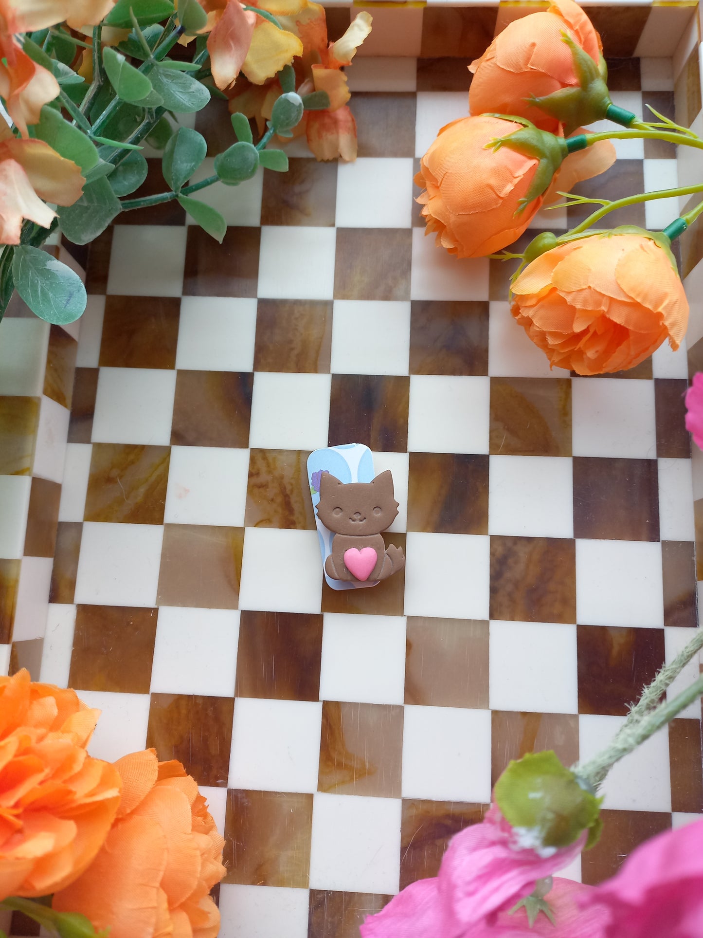 Cat Heart Brooch Pin