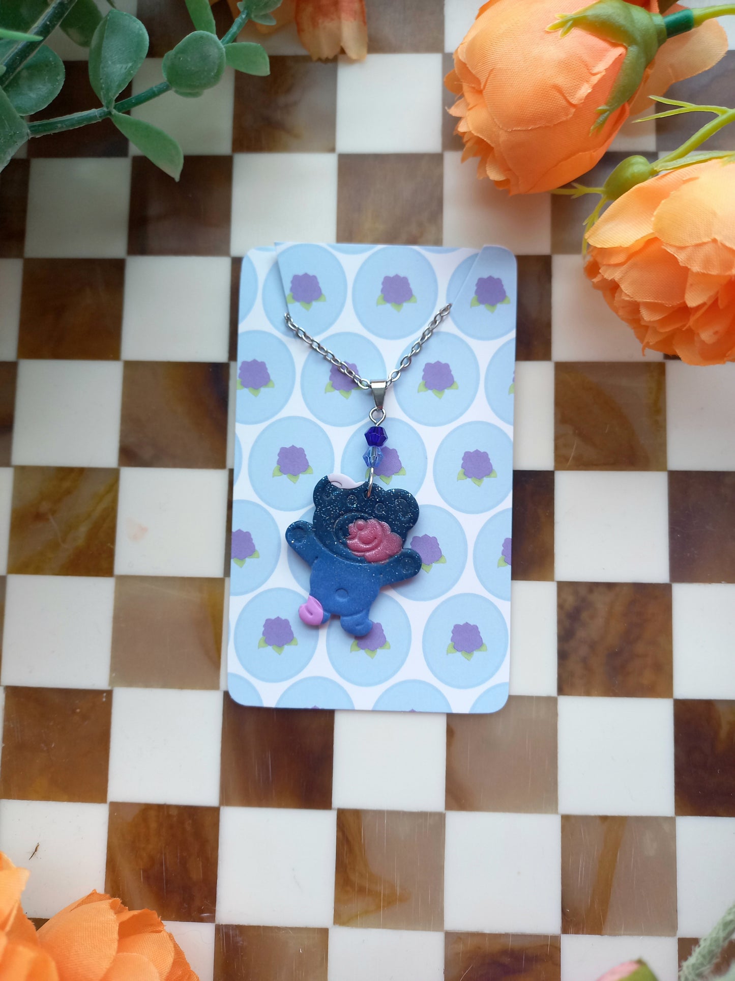 Blue Teddy Necklace