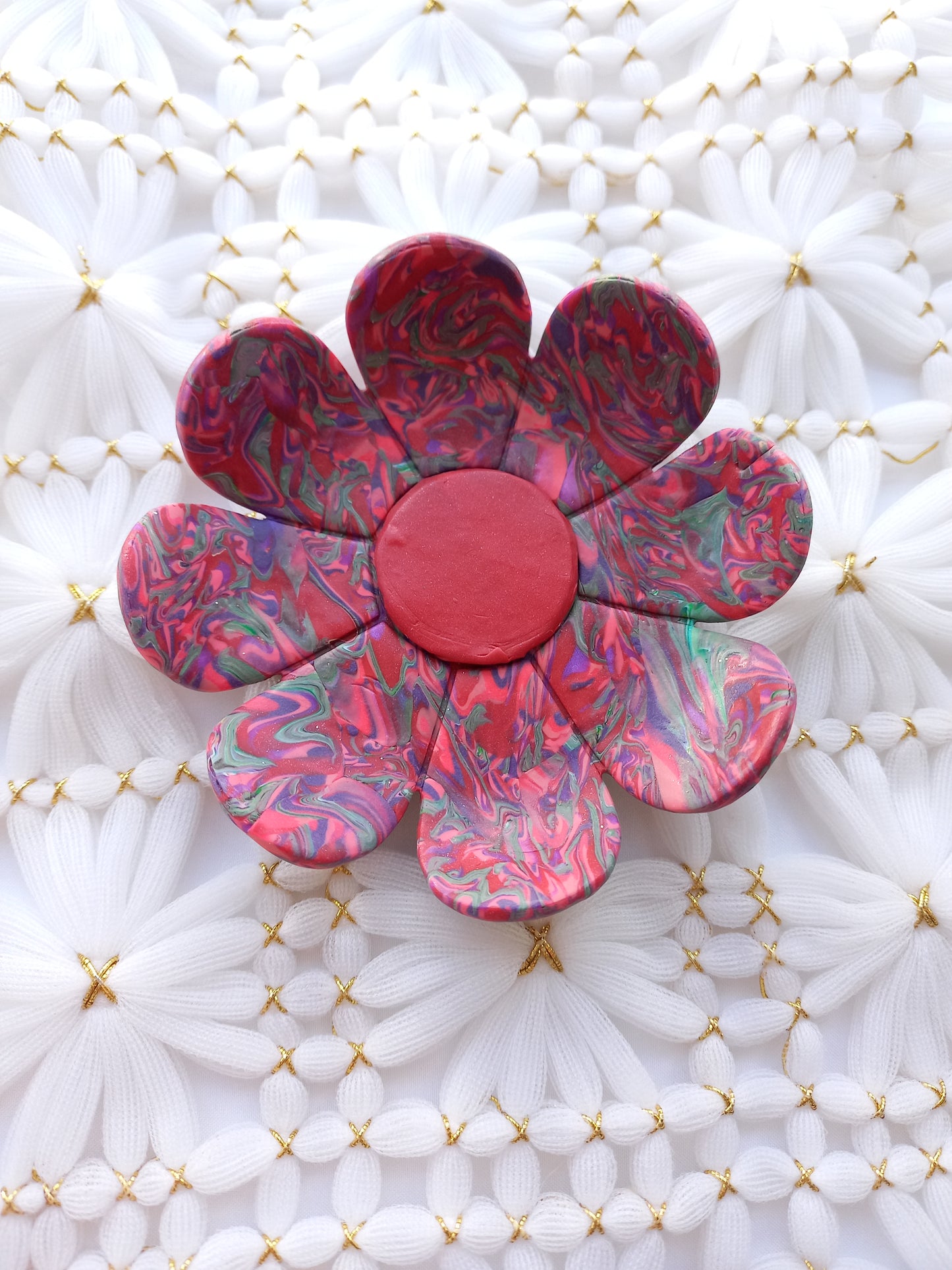Red Swirly Daisy Trinket Dish