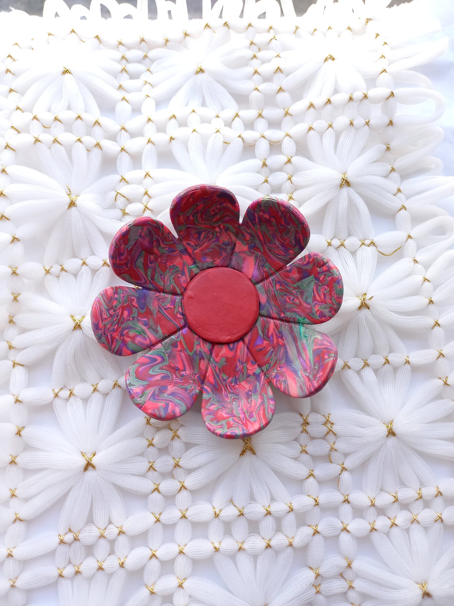 Red Swirly Daisy Trinket Dish