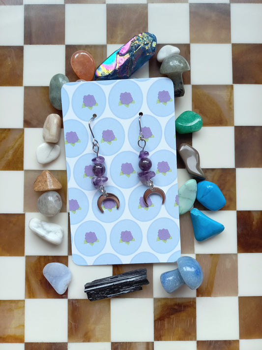 💜 Amethyst Crescent Moon Earrings 🌙