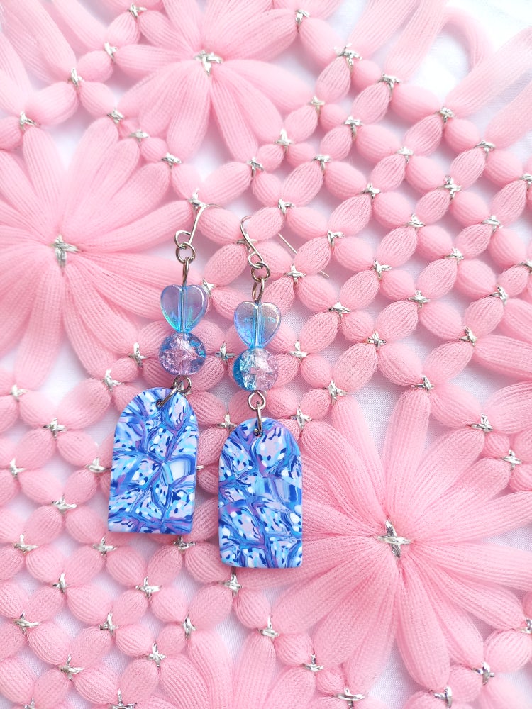 Blue Marbled Arches Earrings | Blue Marbled Collection