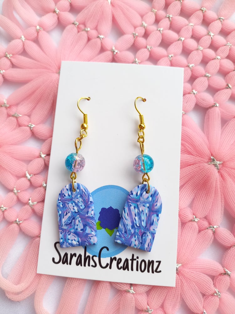 Blue & Purple Marbled Arch Earrings | Blue Marbled Collection