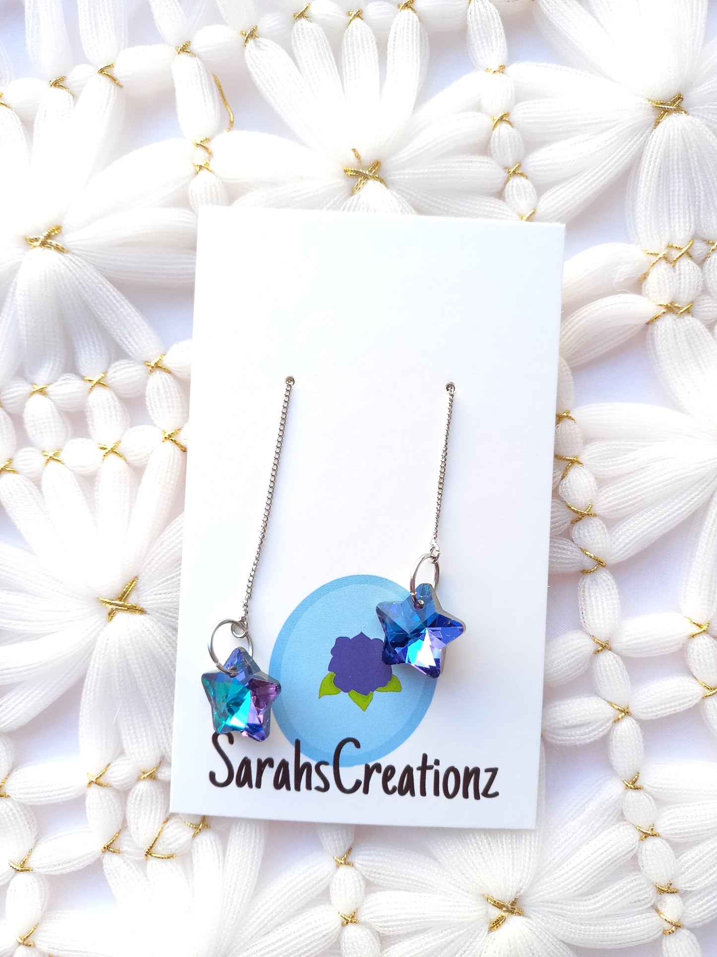 Blue/Purple Star Threader Earrings | Celestial Collection