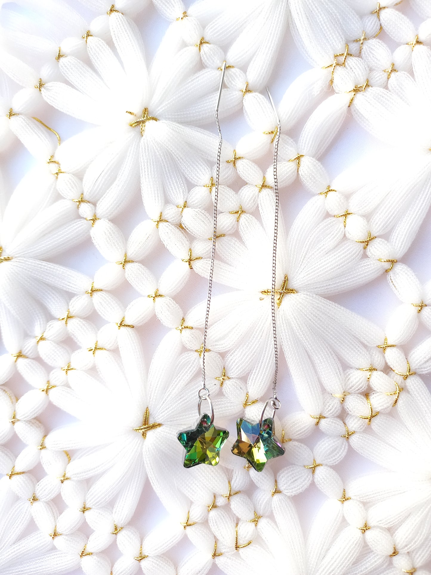 Green/Pink Star Threader Earrings | Celestial Collection