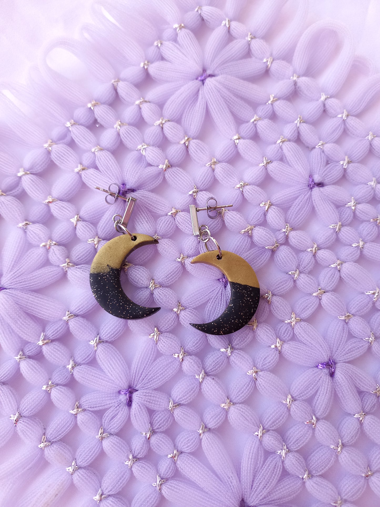 Gold & Black Moon Earrings | Celestial Collection