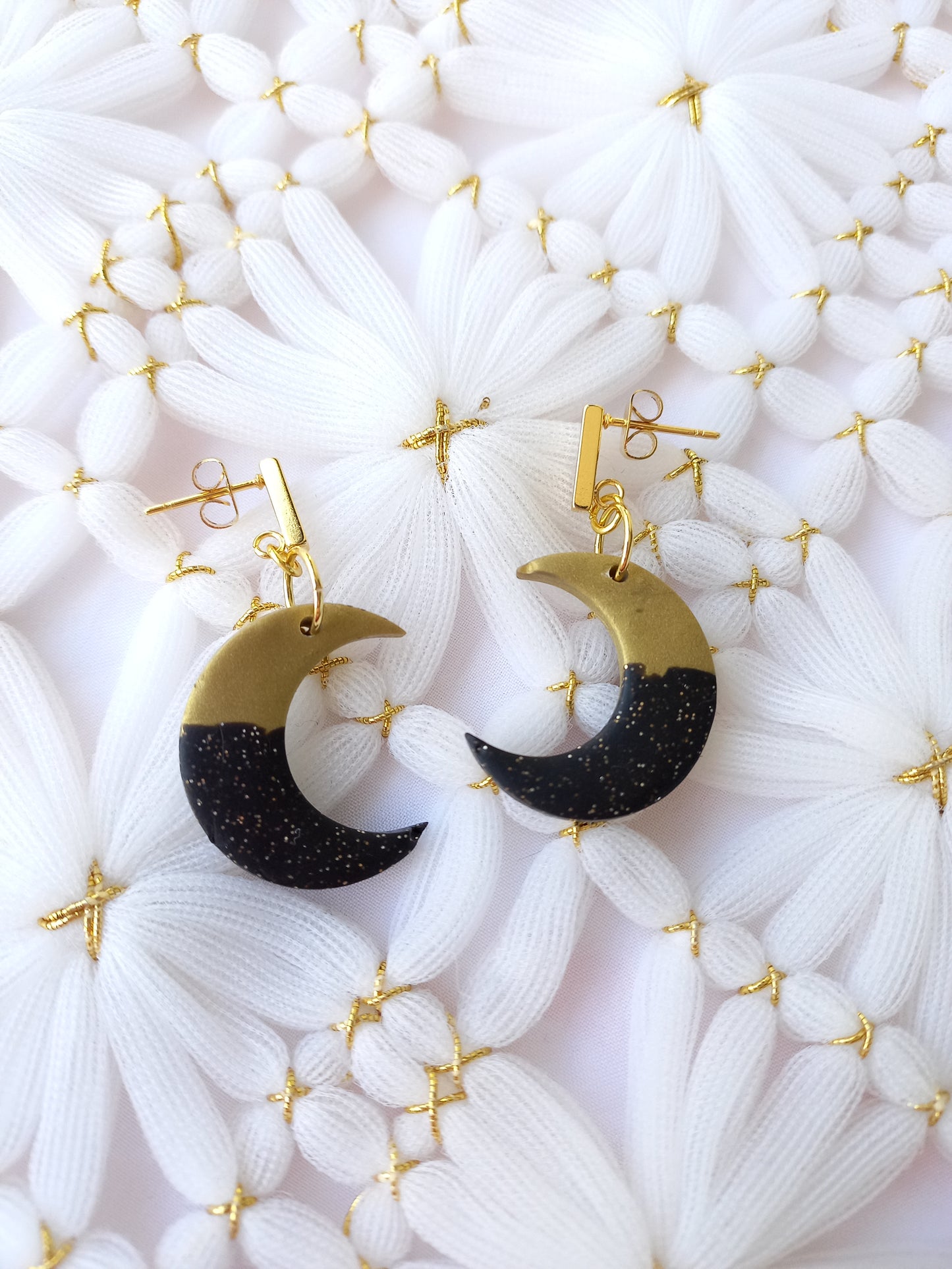 Gold & Black Moon Earrings | Celestial Collection