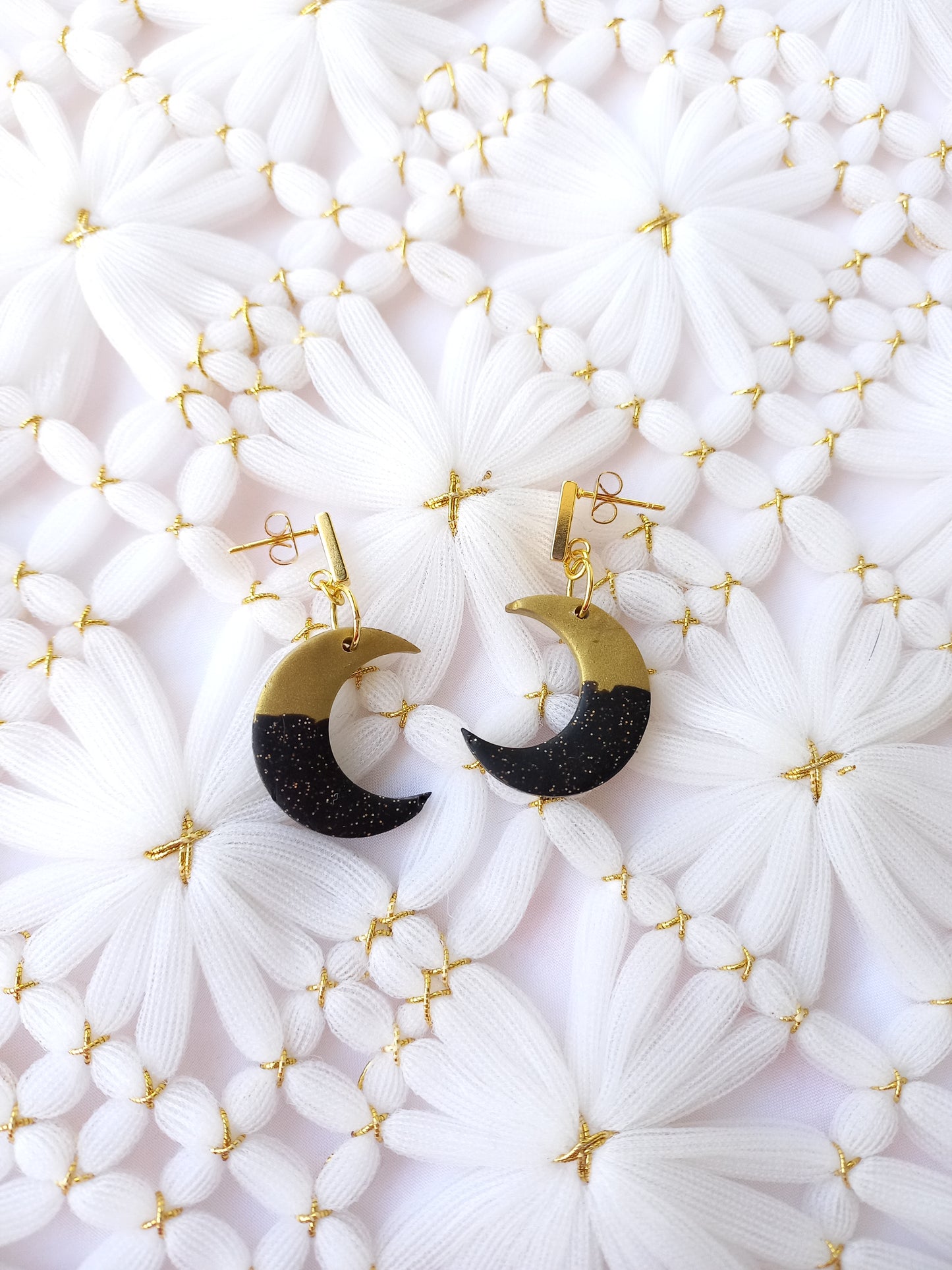 Gold & Black Moon Earrings | Celestial Collection