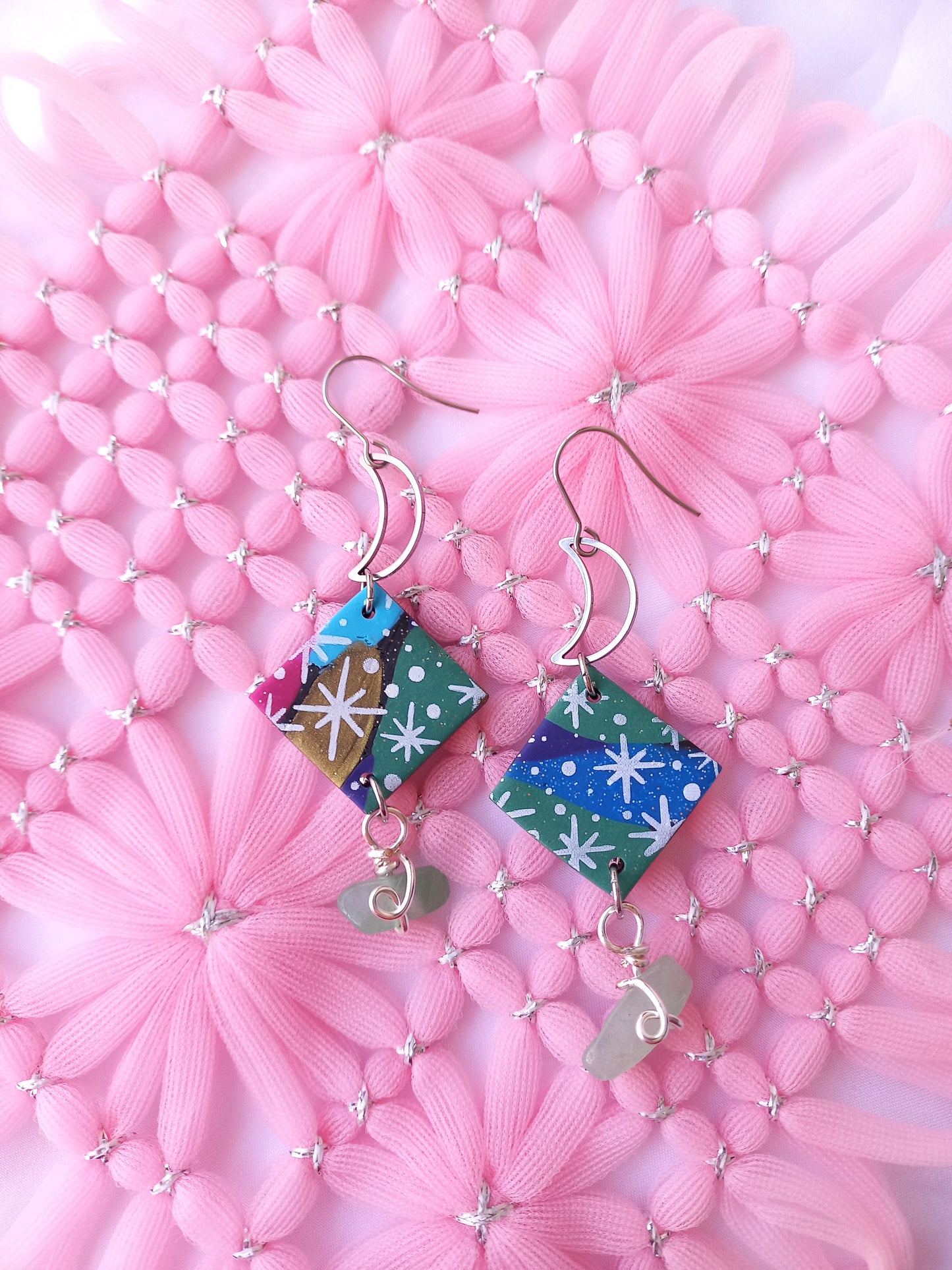 Diamond Green Aventurine Earrings | Celestial Collection