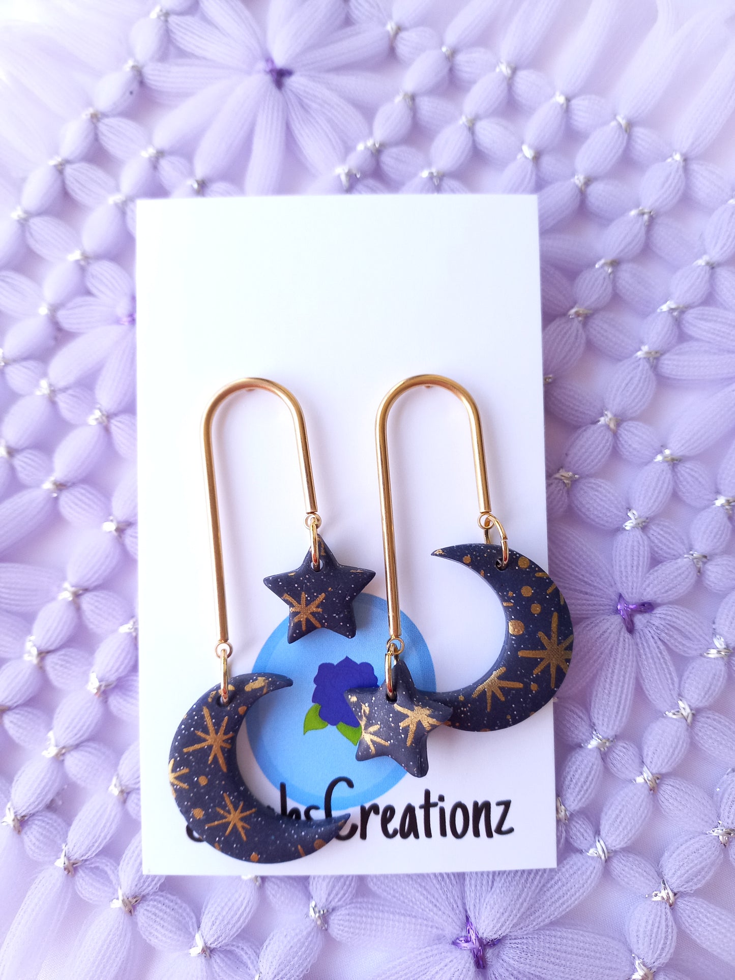 Starry Moon Arch Earrings | Celestial Collection