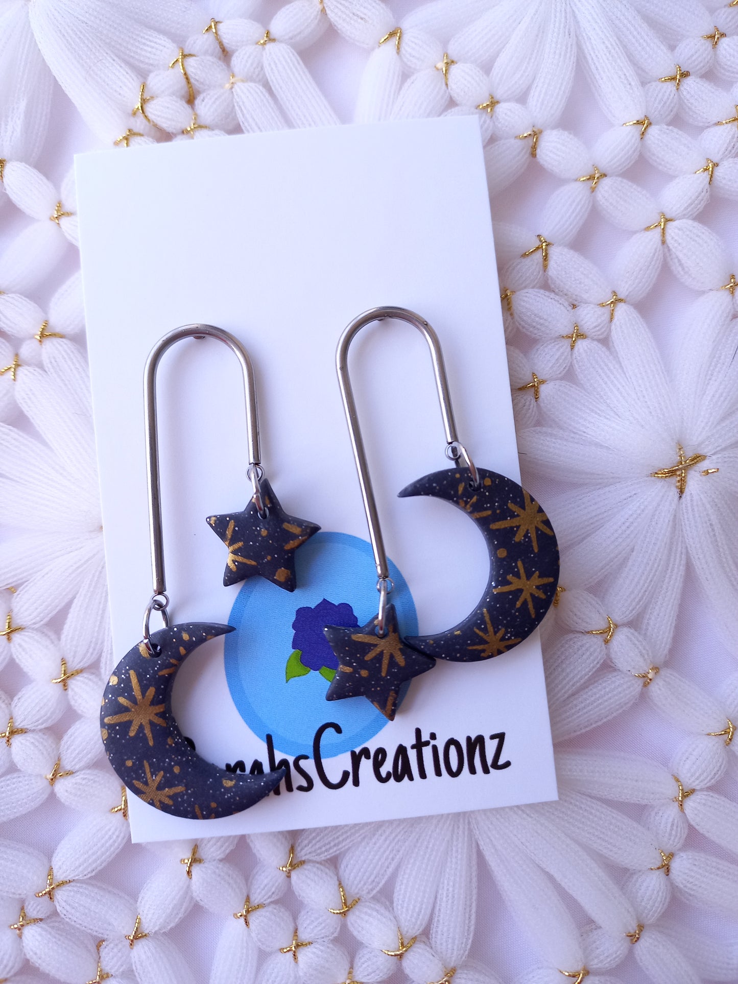 Starry Moon Arch Earrings | Celestial Collection