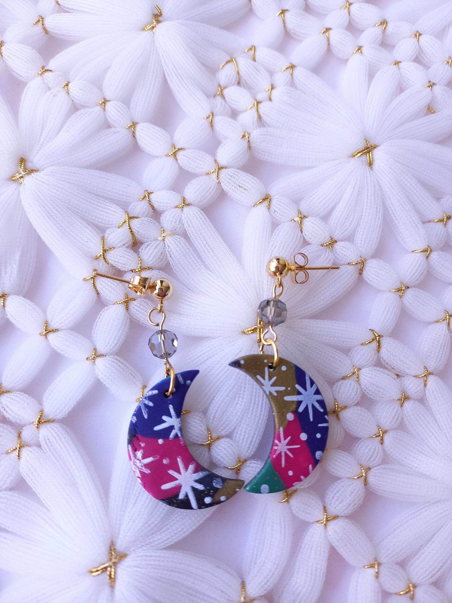Starry Moons on Ball Stud Earrings | Celestial Collection
