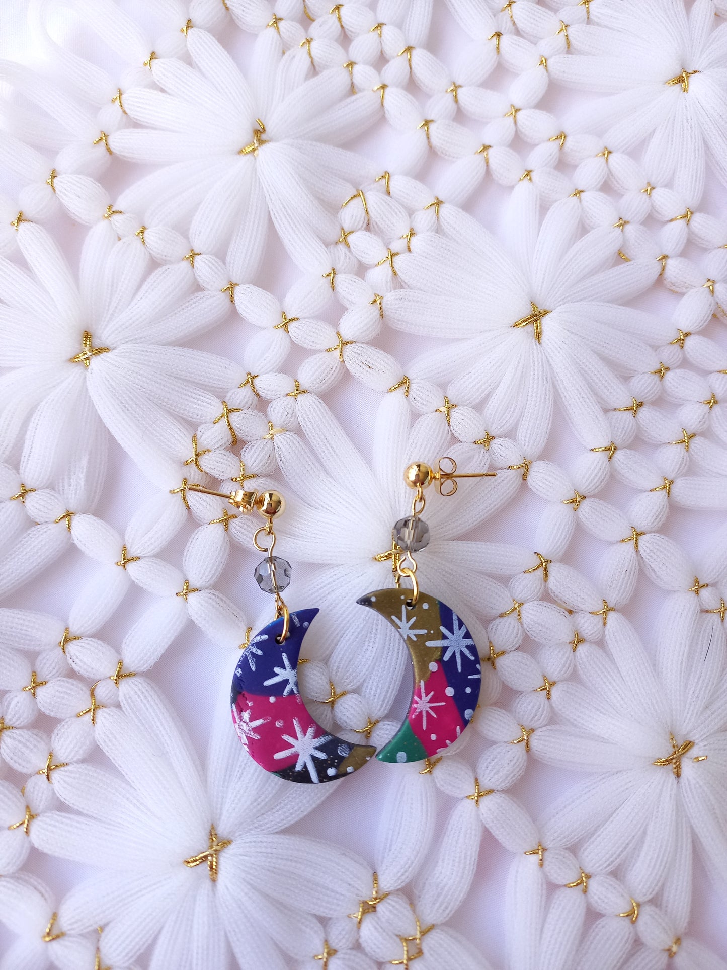 Starry Moons on Ball Stud Earrings | Celestial Collection