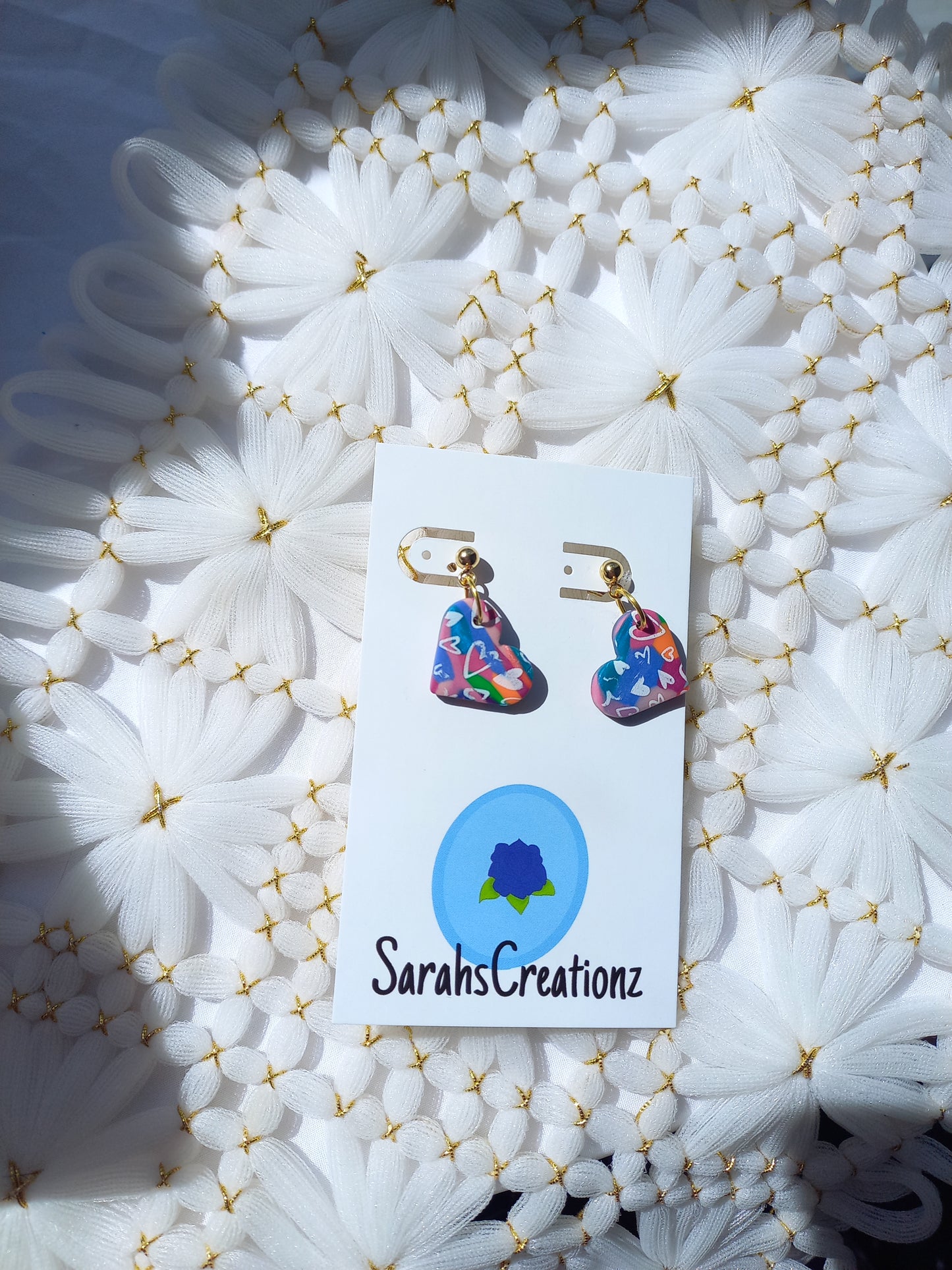 Ball stud Multi-coloured heart earrings | Love Collection
