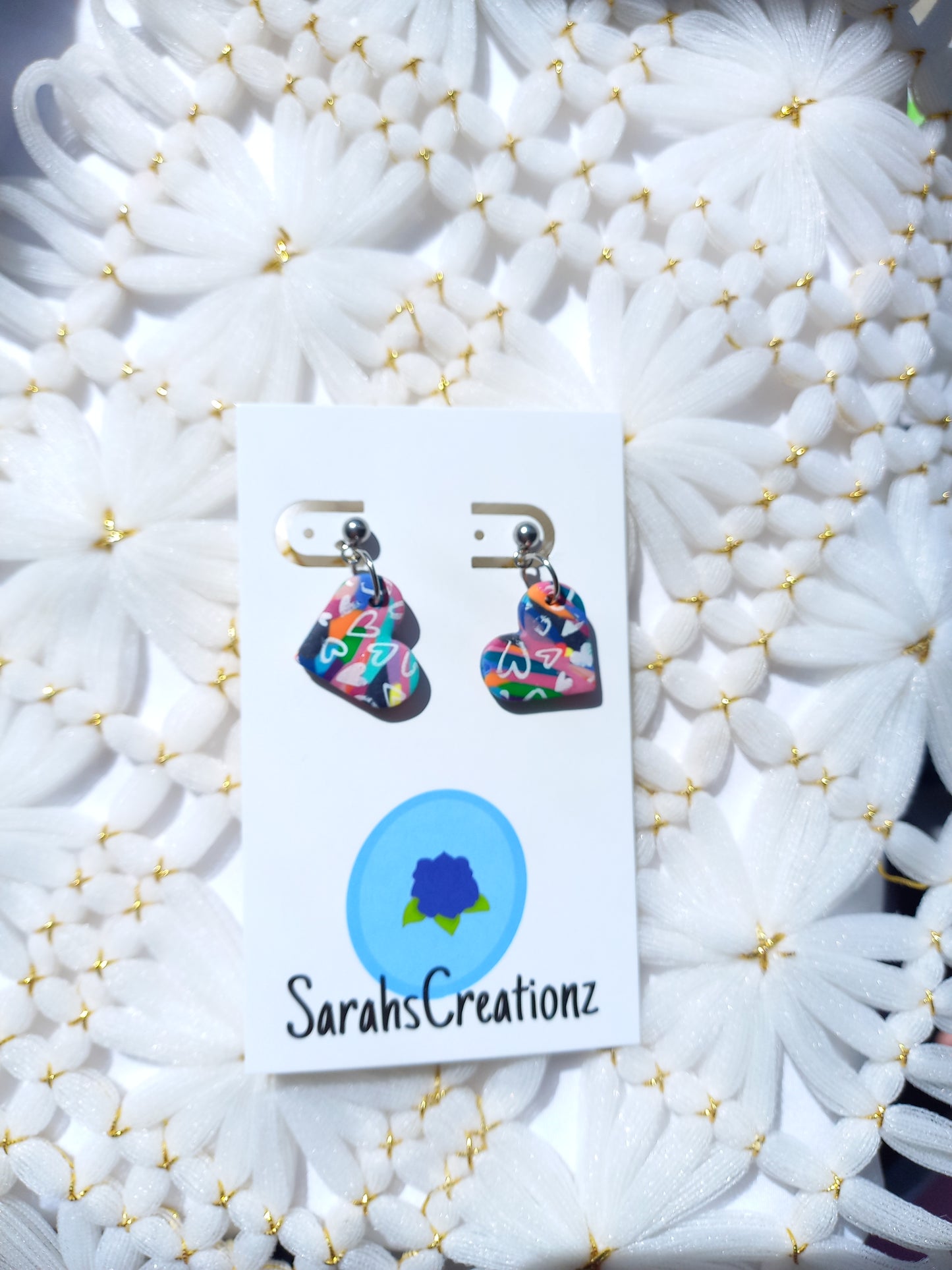 Ball stud Multi-coloured heart earrings | Love Collection